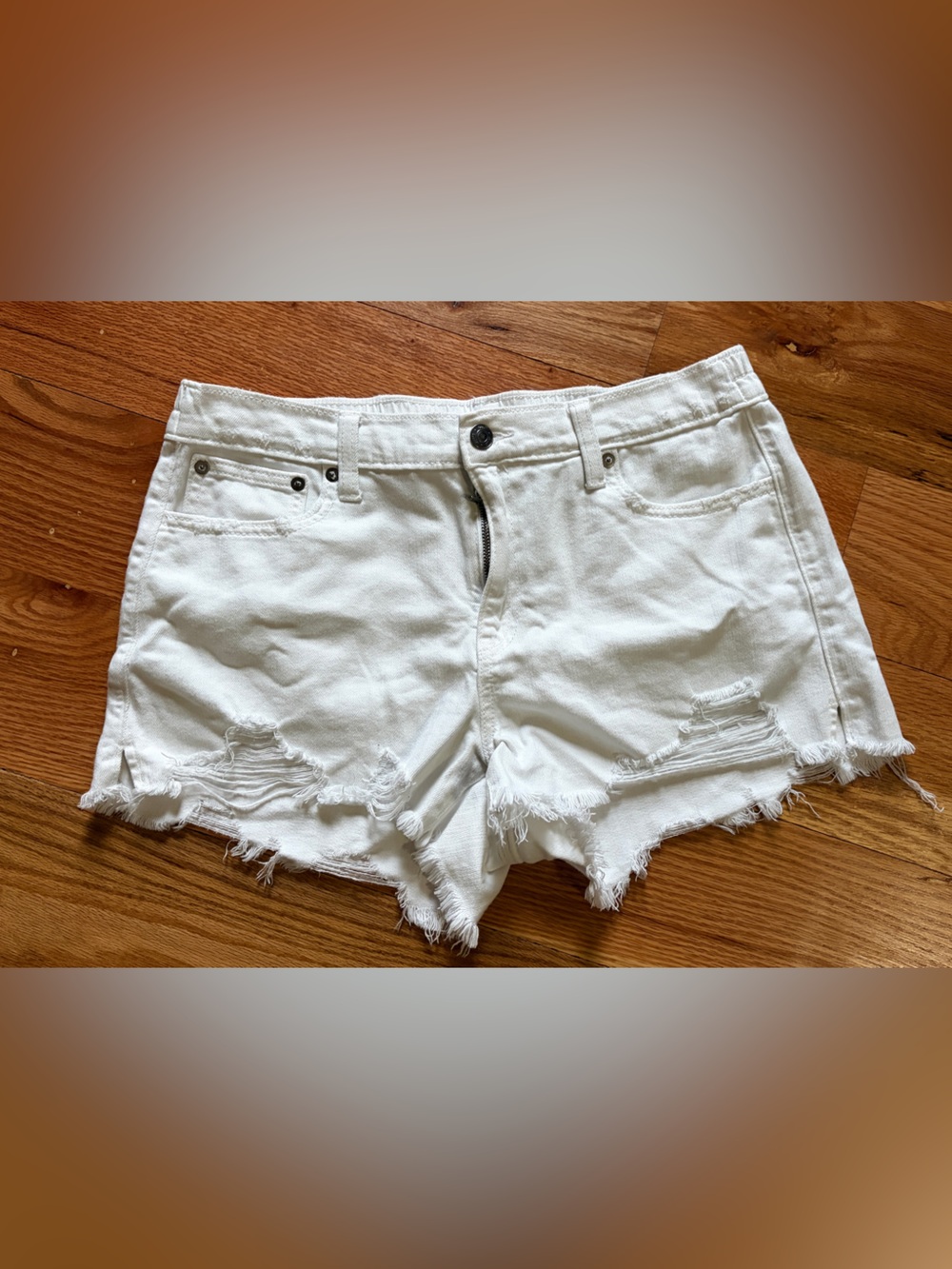 White Distressed Women's Denim Shorts